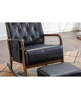 Streamdale Furniture Rocking Chair With Ottoman, Mid-Century Modern Upholstered Fabric Rocking Armchair, Rocking