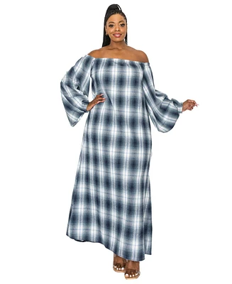 L I V D Plus Zoe Flannel Maxi Dress