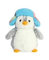 Aurora Small Pom Pom Rainbow Trapper PomPom Penguin Festive Plush Toy Gray 9"