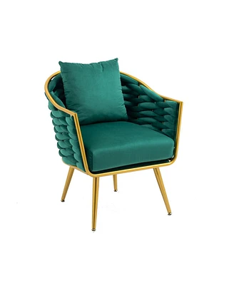 Simplie Fun Modern Velvet Accent Chair with Metal Frame