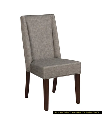 Simplie Fun Set of 2 Dark Brown Dining Chairs with Fabric Upholstery