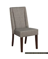 Simplie Fun Set of 2 Dark Brown Dining Chairs with Fabric Upholstery