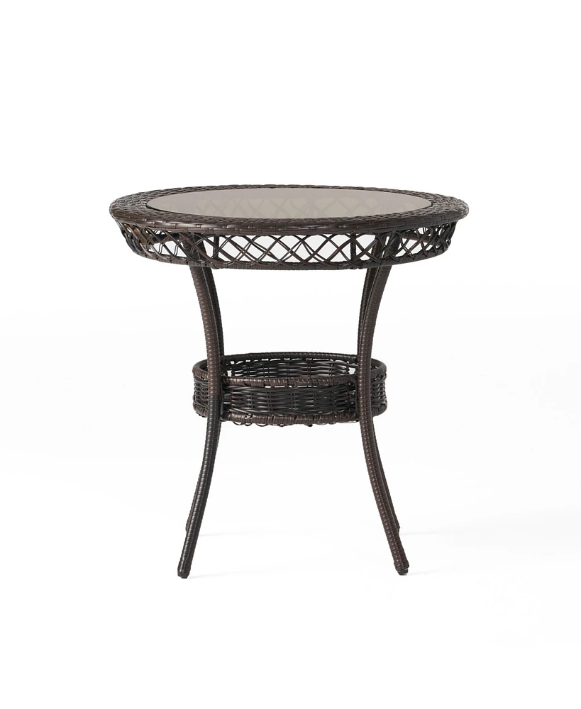 Elegant Paea Multi Brown Pe 27" Glass Table: A Classy Addition to Your Patio