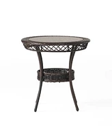 Elegant Paea Multi Brown Pe 27" Glass Table: A Classy Addition to Your Patio