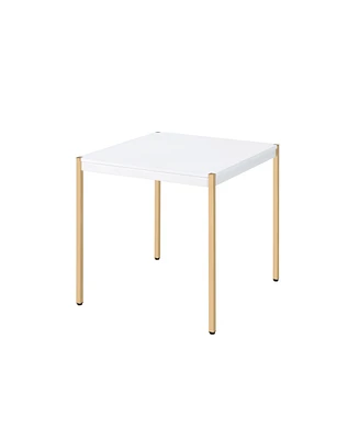 Simplie Fun Otrac End Table in White & Gold Finish