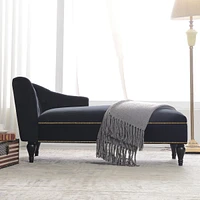 58" Velvet Chaise Lounge, Button Tufted Right Arm Facing Lounge Chair With Nailhead Trim