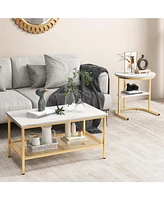 Slickblue Set of 2 Nesting Coffee Table with Extra Storage Shelf for Living Room