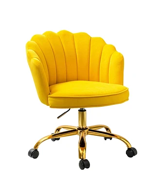 Hulala Home Woman Modern Cute Shell Back Upholstered Desk Chair for Vanity, Living Room