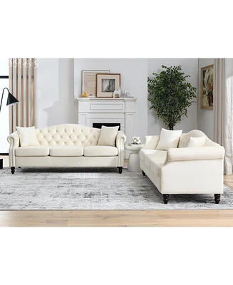 Streamdale Furniture 3-seater + 3-seater Combination sofa.Beige Velvet W834S00065