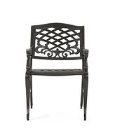 Elegant Traditional Dining Chairs with Aluminum Frame and Floral Accents
