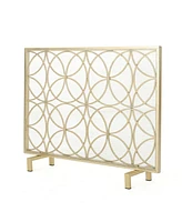 Streamdale Furniture Elegant Iron Fireplace Screen with Overlapping Circle Pattern