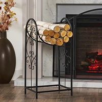 Simplie Fun Classic Iron Log Rack Elegance Meets Practicality for Your Fireplace