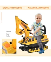 Streamdale Furniture 2-in-1 Ride-On Walker Excavator with Fall Protection and Storage