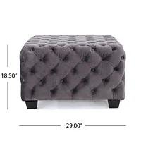 Modern Velvet Glam Ottoman with Diamond Stitching