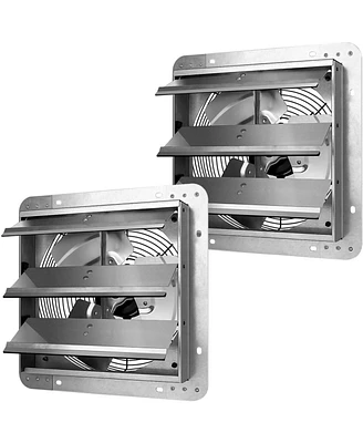 Streamdale Furniture 12 Inch Shutter Exhaust Fan Aluminum High Speed 1620 Rpm, 940 Cfm, 2-Pack, Silver