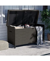 Mondawe 170 Gallon Deck Storage Box Deck Box Outdoor Storage Box Indoor Wicker Storage Bin Patio Storage Box for Patio Furniture Cushions Toys Garden