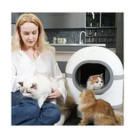 Streamdale Furniture Self-Cleaning Cat Litter Box with App Control and Odor Elimination