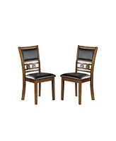 Simplie Fun Set Of 2 Upholstered Dining Chair In Walnut Finish