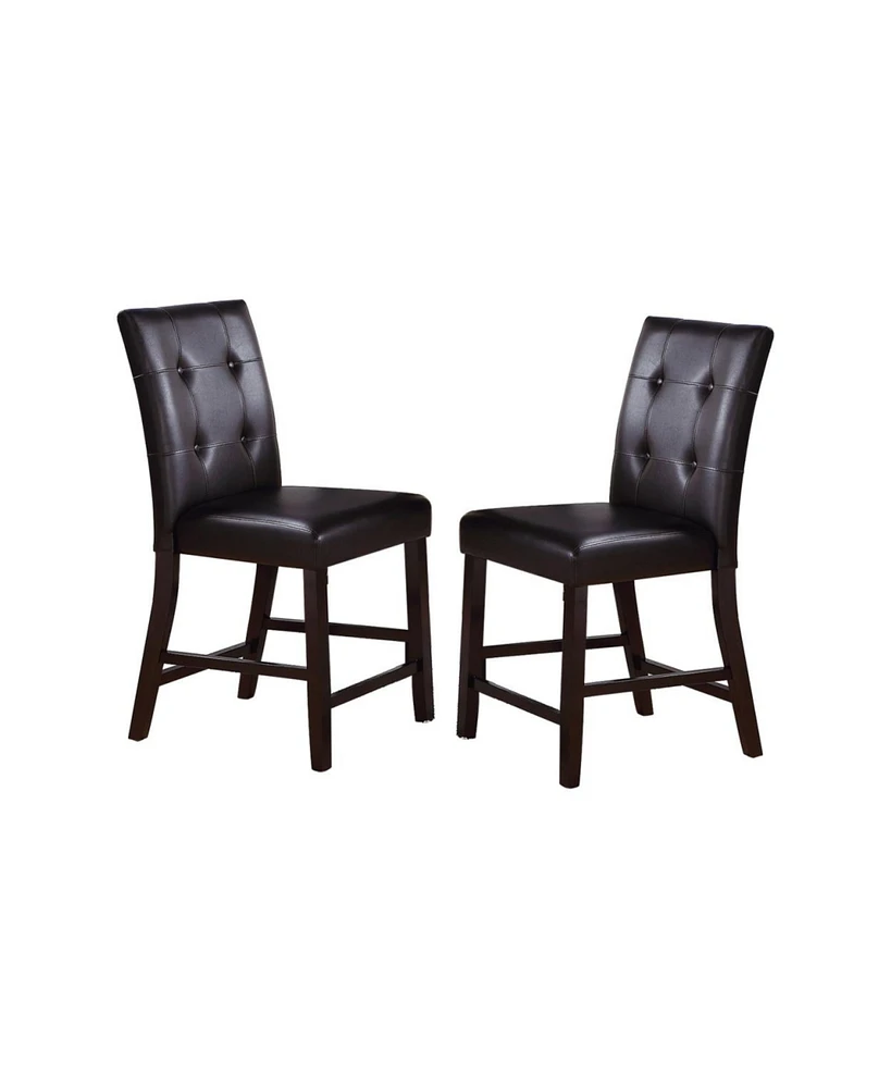 Streamdale Furniture Leroux Upholstered Counter Height Chairs In Espresso Finish, Set Of 2