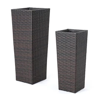 Multibrown Wicker Flower Pots - Set of 2