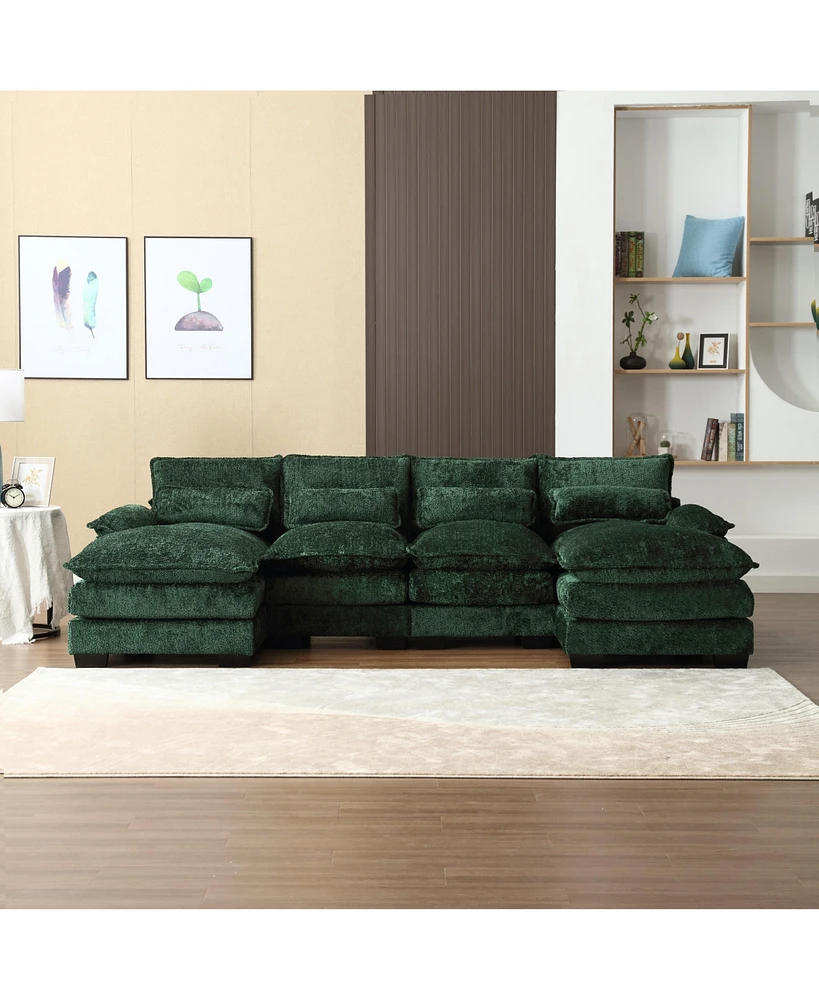 Simplie Fun Modern Large chenille Fabric U-Shape Sectional Sofa