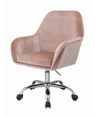 Simplie Fun Eimer Office Chair in Peach Velvet & Chrome