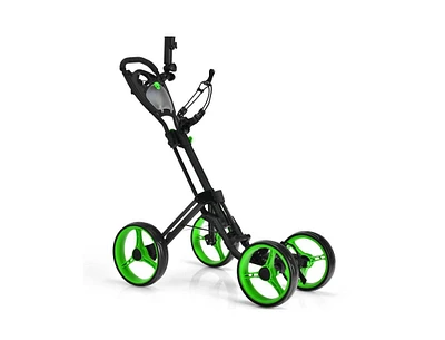 Slickblue 4 Wheel Golf Push Cart with Brake Scoreboard Adjustable Handle