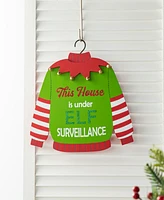 Glitzhome 13.25 H Wooden Christmas Elf Word Sign Door Hanger