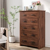 Costway 5 Drawer Chest Storage Dresser Tall Cabinet Organizer Bedroom Hallway