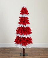 Nearly Natural 5ft. Pre-Lit Artificial Peppermint Christmas Tree with 150 Microdot Led Lights