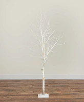 Nearly Natural 6ft. Pre-Lit Artificial White Birch Tree with 90 White Led Lights