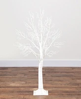 Nearly Natural 4ft. Pre-Lit Artificial White Twig Tree with 160 Warm White Led Lights