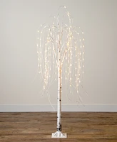 Nearly Natural 6ft. Pre-Lit Artificial White Weeping Willow Tree with 160 Warm White Led Lights