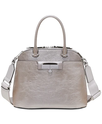 Calvin Klein Becky Metallic Convertible Turnlock Dome Satchel