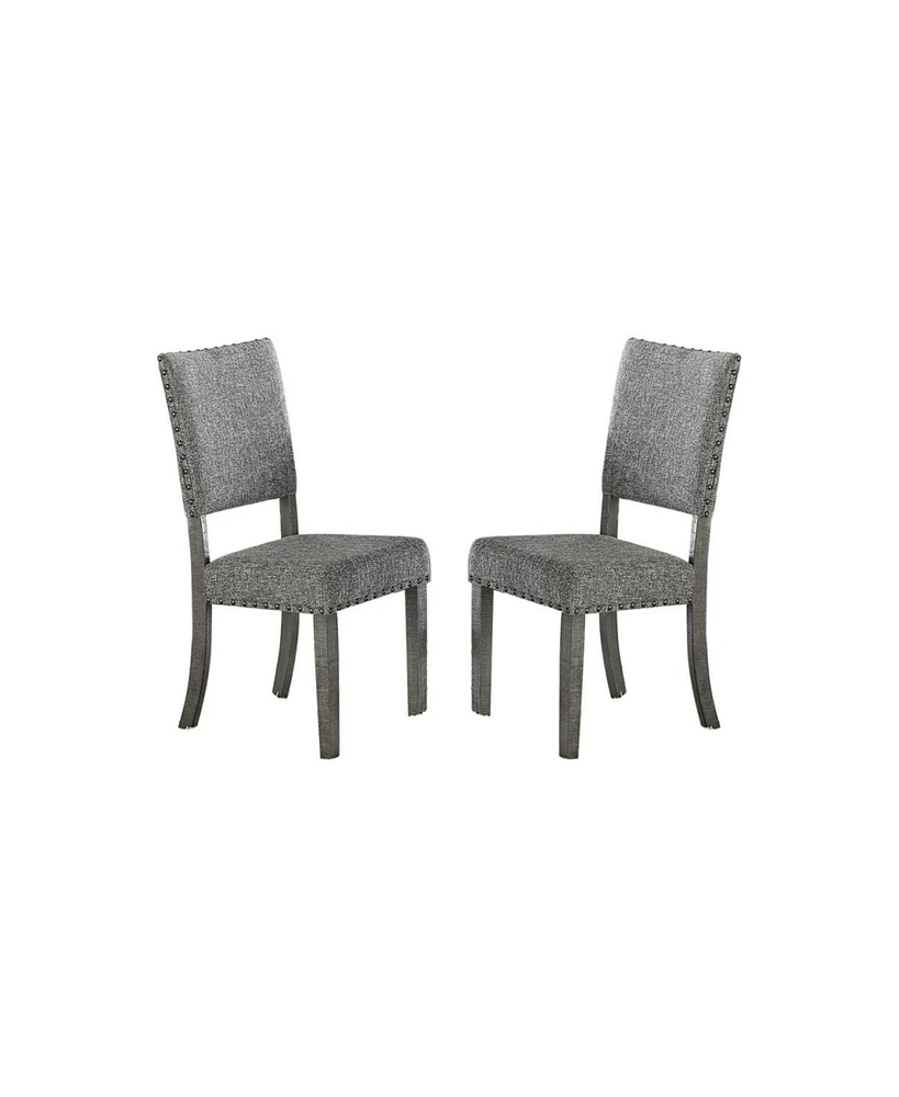 Simplie Fun Set Of 2 Upholstered Fabric Dining Chairs, Grey