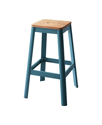 Simplie Fun Jacotte Bar Stool (1Pc) in Natural & Teal