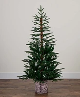 Nearly Natural 5ft. Artificial Woodland Fir Christmas Tree in Decorative Planter