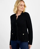 I.n.c. International Concepts Petite Fringe-Trim Cardigan, Created for Macy's