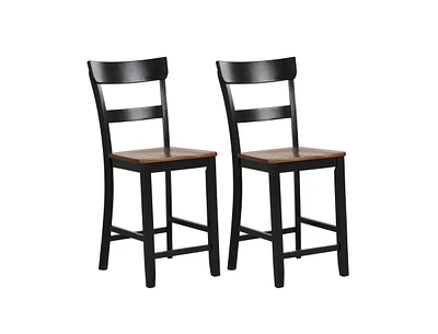 Slickblue Farmhouse Dining Bar Stool Set of 2 with Solid Rubber Wood Frame
