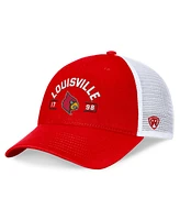 Top of the World Men's Red/White Louisville Cardinals Free Kick Trucker Adjustable Hat