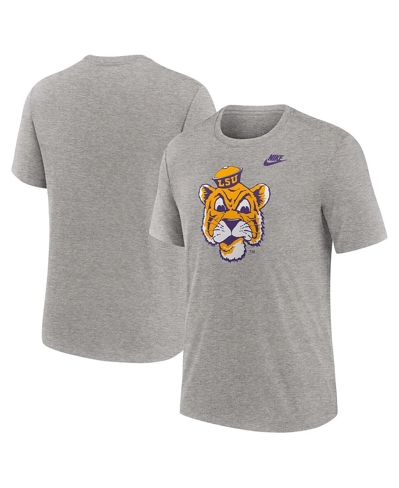 Nike Men's Heather Gray Lsu Tigers Blitz Evergreen Legacy Primary Tri-Blend T-Shirt