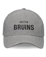 Fanatics Signature Men's Heather Gray Boston Bruins Elements A-Frame Leather Strap back Hat