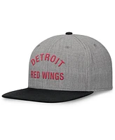 Fanatics Signature Men's Heather Gray Detroit Red Wings Elements Flat Brim Leather Strap back Hat