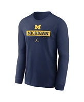 Jordan Men's Navy Michigan Wolverines 2024 Sideline Legend Performance Long Sleeve T-Shirt