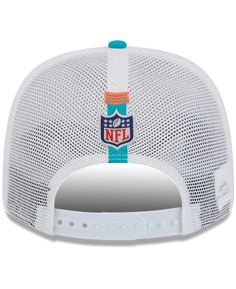 New Era Men's White/Aqua Miami Dolphins 2024 Nfl Training Camp 9SEVENTY Trucker Hat