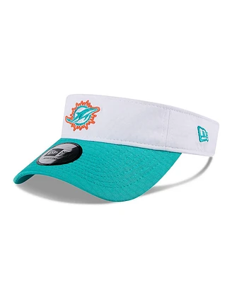 New Era Men's White/Aqua Miami Dolphins 2024 Nfl Training Camp Adjustable Visor