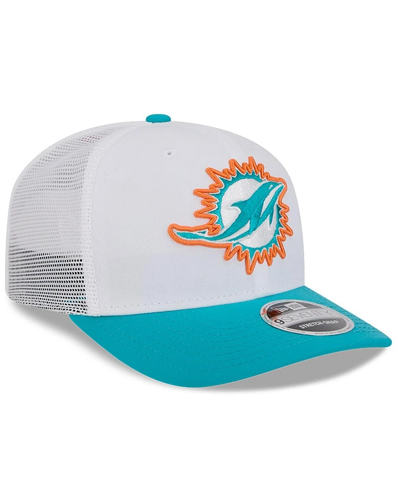 New Era Men's White/Aqua Miami Dolphins 2024 Nfl Training Camp 9SEVENTY Trucker Hat