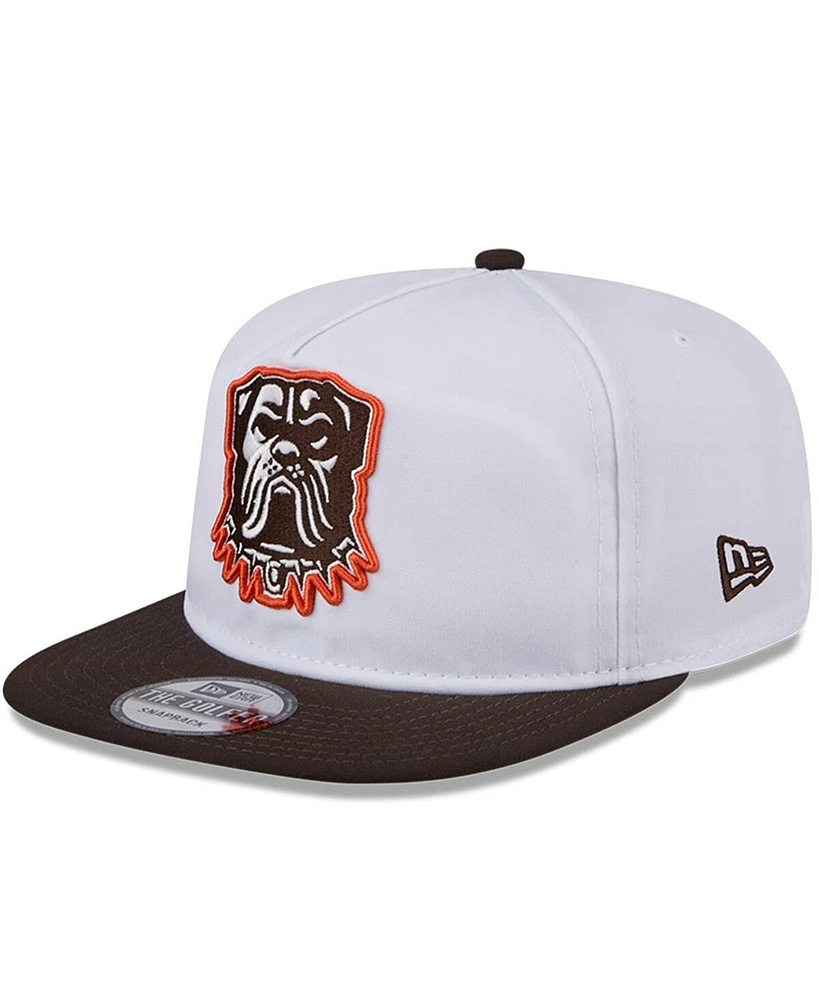 New Era Men's White/Brown Cleveland Browns 2024 Nfl Training Camp Golfer Snapback Hat