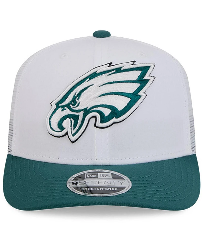 New Era Men's White/Midnight Green Philadelphia Eagles 2024 Nfl Training Camp 9SEVENTY Trucker Hat