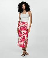 Mango Women's Slit Detail Printed Skirt